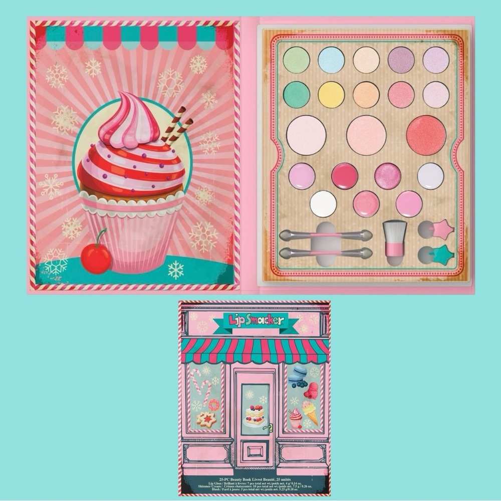 Lip Smacker Holiday 25 Piece Beauty Book, Girls Makeup Palette